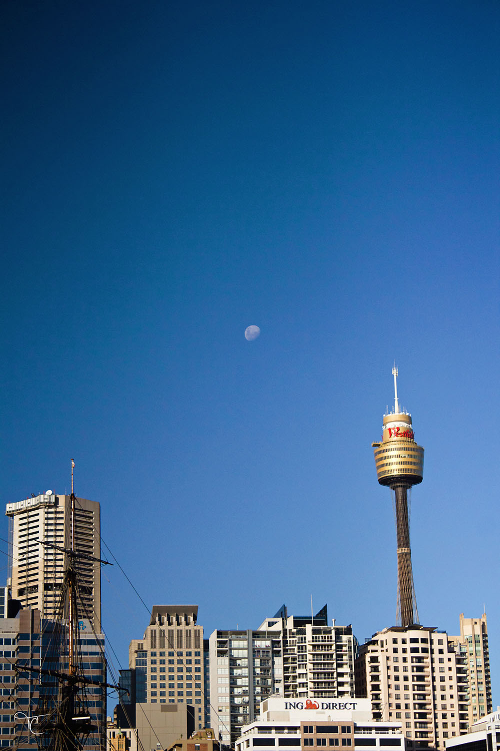 Moon over Sydney skyline