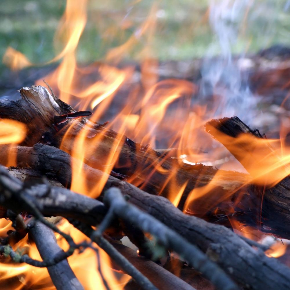 An open camp fire