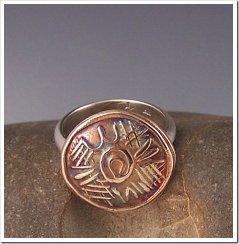 Goddess Inspired Domed Bronze and Silver Ring